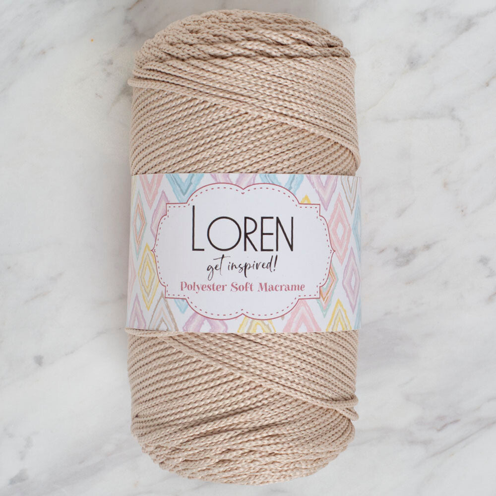 Loren Polyester Soft Macrame Taş Rengi El Örgü İpi - LM005